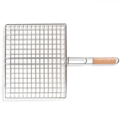 Grătar Metalic BBQ, 40x33cm, M&amp;acirc;ner Lemn, Cromat foto