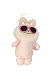 Breloc figurină LaBubu ediție de vară cu ochelari de soare, pluș, moale și pufos, roz deschis, Oem