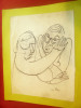Tablou - Caricatura semnata Tia Peltz , dim.=19x23,3cm, Portrete, Carbune, Altul