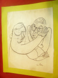 Tablou - Caricatura semnata Tia Peltz , dim.=19x23,3cm
