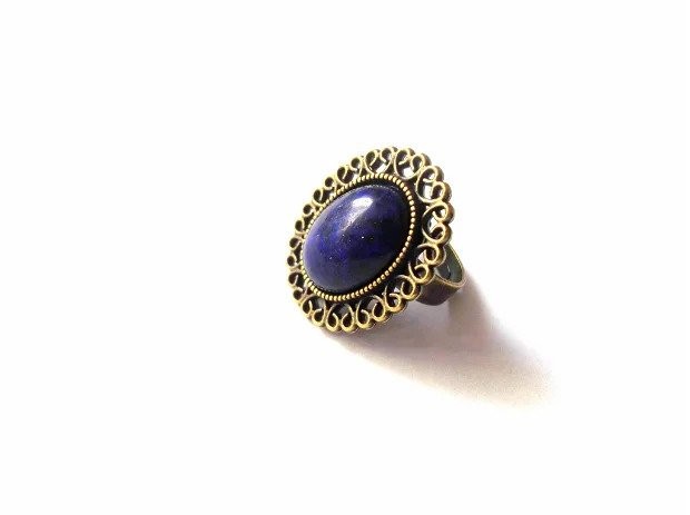 Inel cu bronz si lapis lazuli, inel reglabil 40540