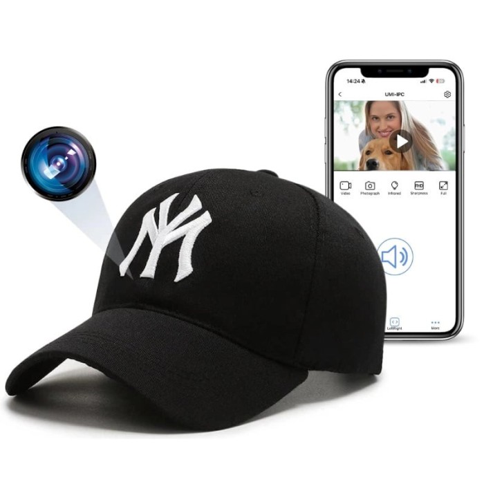 Camera Spion in Sapca iUni H15, Wi-Fi, Full HD, Inregistrare Audio-Video, Foto, Negru-Alb