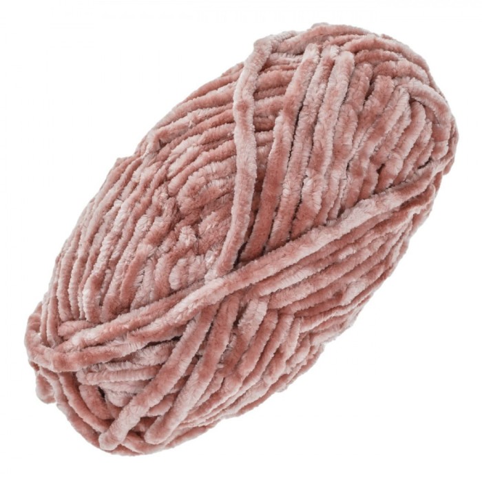 Fir de Tricotat, Catifea, Roz, Poliester, 50g