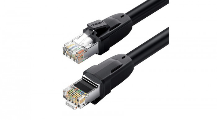 Ugreen Cablu patchcord Ethernet RJ45 Cat 8 T568B cablu LAN 1m - negru (70327)