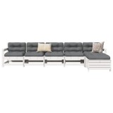 Gossi set canapea de gradina, 6 piese, alb, lemn masiv pin