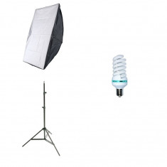 Kit lumina continua foto-video softbox 50x70cm fasung E27 incorporat + bec + stativ