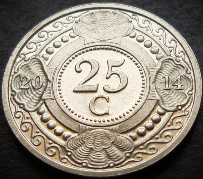 Moneda exotica 25 CENTI - ANTILELE OLANDEZE (Caraibe), anul 2014 * cod 178 B