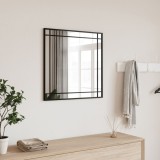 Oglinda perete vidaXL, 60x60cm, patrata, neagra, cadru fier, decorativa, moderna