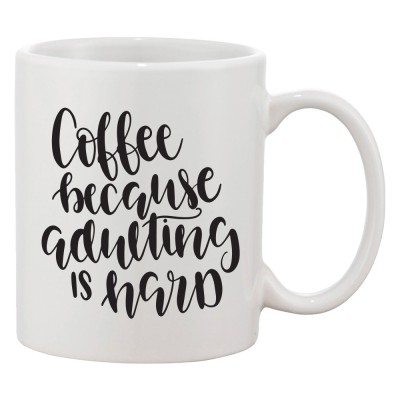 Cana alba personalizata &amp;#039;Coffee because adulting is hard&amp;#039;, INOVATIX&amp;reg;. 330ml foto