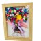 Buchet in rama personalizabil din licheni, frunze fosilizate si plante naturale criogenate si uscate, 19 cm x 24 cm (Multicolor)