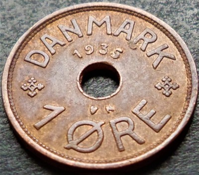 Moneda istorica 1 ORE - DANEMARCA, anul 1935 *cod 2792 foto