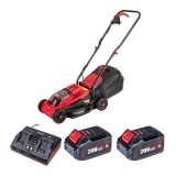 Masina de tuns iarba, gazon, electrica, motor fara perii, cu 2 acumulatori 4 Ah, incarcator, 2x20V Li-ion, 32 cm, Worcraft GartenVIP DiyLine