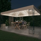 vidaXL Pavilion cu șir de lumini LED, crem, 3x4 m, țesătură 3070328