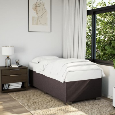 vidaXL Cadru de pat fără saltea, maro &amp;icirc;nchis, 90x190 cm, textil foto