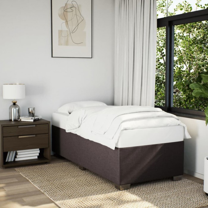 vidaXL Cadru de pat fără saltea, maro &icirc;nchis, 90x190 cm, textil
