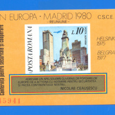 ROMANIA 1980. LP 1019. C.S.C.E. MADRID. colita nedantelata