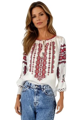 Bluza dama tip ie R25 alb/negru mahon , marimea 2XL foto