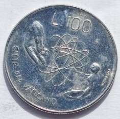 247. Moneda Vatican 100 lire 1983 (God gives World to Mankind) foto