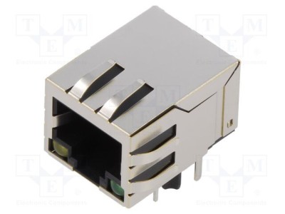 Conector RJ45 soclu PIN 8 ecranat cu diodă LED THT ADAM TECH foto