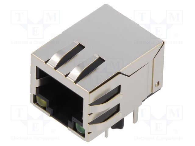 Conector RJ45 soclu PIN 8 ecranat cu diodă LED THT ADAM TECH