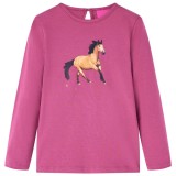 Tricou pentru copii cu m&acirc;neci lungi, zmeuriu, 92, vidaXL