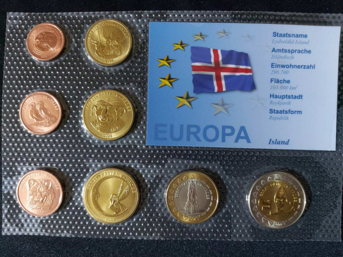 Set Euro - Probe - Islanda 2004 , 8 monede