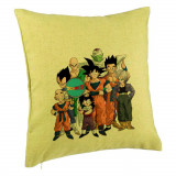 Perna Decorativa cu Dragonball Characters 2, 40x40 cm, Verde, Husa Detasabila, Burduf