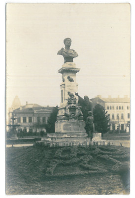 3945 - BRAILA, Traian statue - old postcard, real PHOTO - unused foto