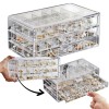 Cutie de bijuterii, Organizator cercei si inele transparent cu 3 sertare, Oem