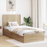 Cumpara ieftin Cadru de pat cu depozitare si tablie Stejar Sonoma 100 x 200 cm