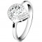 Inel din argint 925 placat cu rodiu, zirconiu transparent &icirc;n formă de lacrimă &icirc;n contur strălucitor - Marime inel: 54