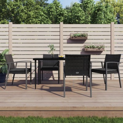 vidaXL Set mobilier de grădină cu perne, 5 piese, poliratan și oțel foto