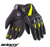 Manusi barbati pentru scuter - motocicleta Racing/Naked vara Seventy model SD-N14 negru/galben &ndash; degete tactile XL (10 cm)