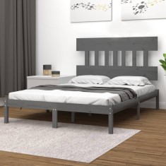 vidaXL Cadru de pat, gri, 200x200 cm, lemn masiv 3104760