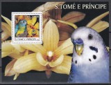 Sao Tome si Principe 2003 - Păsări și flori, Colita, Cota 8 EURO, MNH