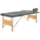Cumpara ieftin Masa de masaj cu 3 zone, cadru din lemn, antracit, 186 x 68 cm