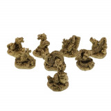 Set 8 statuete feng shui dragoni aurii cu monede - 4-5cm, Stonemania Bijou