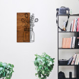 Decoratiune de perete, Cicek2, lemn/metal, 41 x 58 cm, negru/maro, Enzo