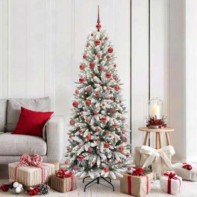 vidaXL Brad de Crăciun artificial cu 300 LED Alb 73 x 73 x 180 cm 3396045 foto