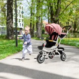 Tricicleta Copii Juju Bliss Ride Roz, 3-6 Ani, Rotire 360&deg;, Spatar Reglabil, Copertina, Cos Depozitare, Centuri Siguranta