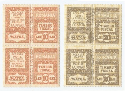 *Romania, lot 1033 cu 4 dipticuri fiscale generale, 1990, perechi, MNH foto