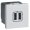 Priza USB tip A dubla 5V 2M Legrand Mosaic aluminiu 079394