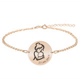 Ami - Bratara personalizata mama si bebe banut din argint 925 placat cu aur roz, Bijubox
