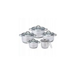 Set 5 oale, din inox, cu capac, manere argintii 14/16/18/20/24cm, Klausberg