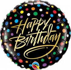 Balon Folie 45 Happy Birthday Dots - Qualatex 57295 foto