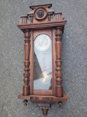 Antic ceas de perete pendula stil sculptata integral manual,stare de func?ionare foto