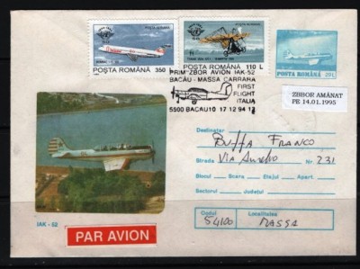 ROMANIA 1994 - AVIATIE. PRIM ZBOR AVION IAK-52. PLIC OCAZIONAL, FDCRO5 foto