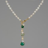 Cumpara ieftin Choker Jolly din perle și cuarț verde
