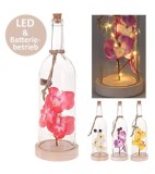 Lampa decorativa Sticla cu orhidee si 10 leduri, 35 cm, Multicolor, Oem