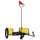 Cumpara ieftin Remorca bicicleta, galben si negru, tesatura oxford si fier